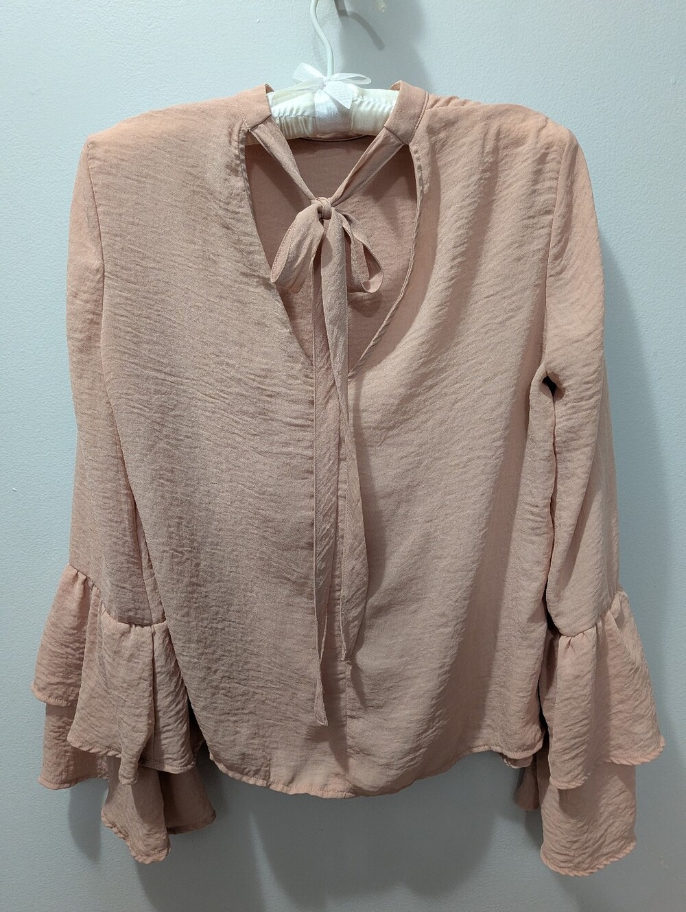 Pink Coquette Doll Bow Ruffle Sleeve Blouse NWOT